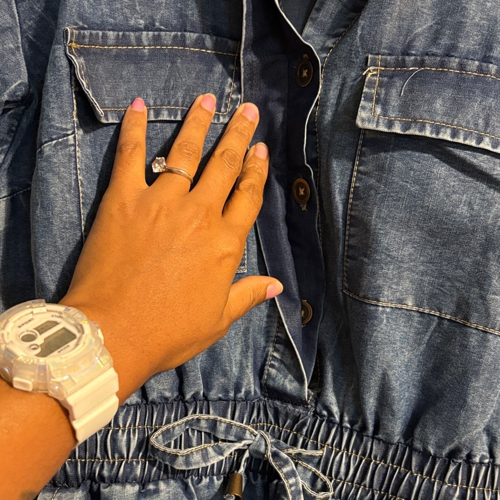Indulge Dark Blue Denim Jumpsuit - Picture 10 of 11